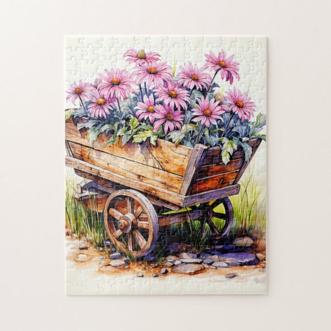 Quebra-cabeça Ilustração de Flor de Áster Recém-Colhida (Vertical)