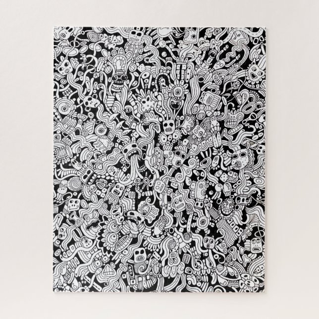 Quebra-cabeça Ilustração de Formas e Rostos Abstratos Difícil (Vertical)