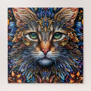 Quebra-cabeça Ilustração de Gato Abstrato Vibrante