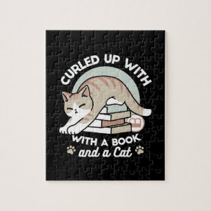 Quebra-cabeça Ilustração de Gato do Livro ao Longo - Enrolada e