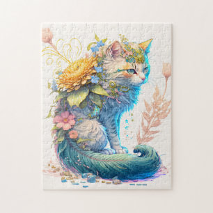 Quebra-cabeça Ilustração de Gato Majestoso Artístico