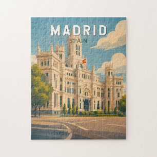 Quebra-cabeça Ilustração de Madrid Espanha Viagem Arte Vintage