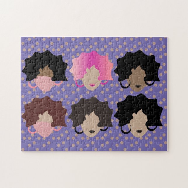 Quebra-cabeça Ilustração de Meninas de Cabelo Ondulado (Horizontal)