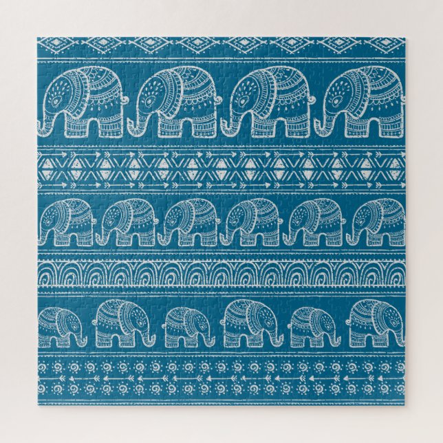 Quebra-cabeça Ilustração de Moldura de Elefante Vintage (Vertical)