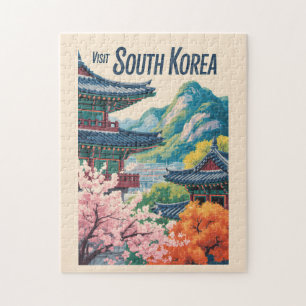 Quebra-cabeça Ilustração de Paisagem da Coreia do Sul Arte de Vi