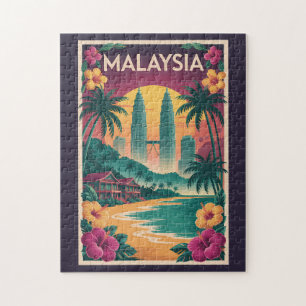Quebra-cabeça Ilustração de Paisagem da Malásia Arte de Viagem V