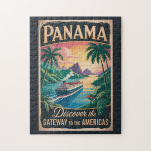 Quebra-cabeça Ilustração de Paisagem do Panamá Arte de Viagem Vi