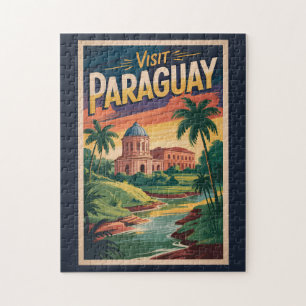 Quebra-cabeça Ilustração de Paisagem do Paraguai Arte de Viagem 