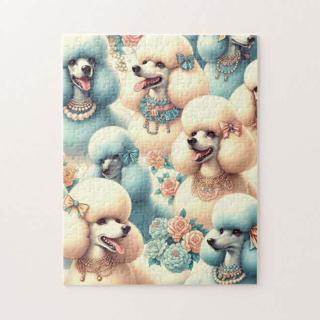 Quebra-cabeça Ilustração de Poodle Sem Costura Vintage (Vertical)