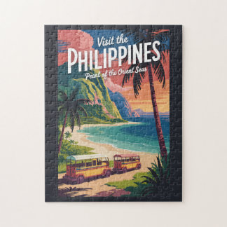 Quebra-cabeça Ilustração de Praia das Filipinas Arte de Viagem V