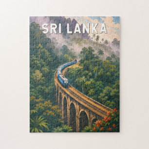 Quebra-cabeça Ilustração de Trem do Sri Lanka Arte de Viagem Vin