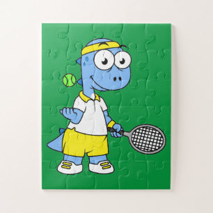 Quebra-cabeça Ilustração De Um Jogador De Tênis Tyrannosaurus Re