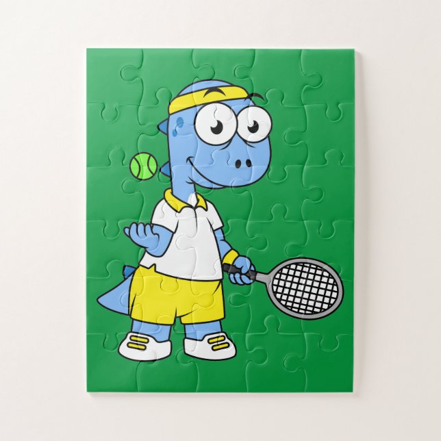 Quebra-cabeça Ilustração De Um Jogador De Tênis Tyrannosaurus Re (Vertical)