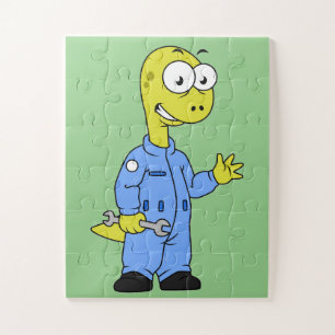 Quebra-cabeça Ilustração De Um Mecânico Brontossauro.