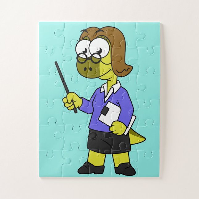 Quebra-cabeça Ilustração De Um Professor De Paquicéfalossauro. (Vertical)