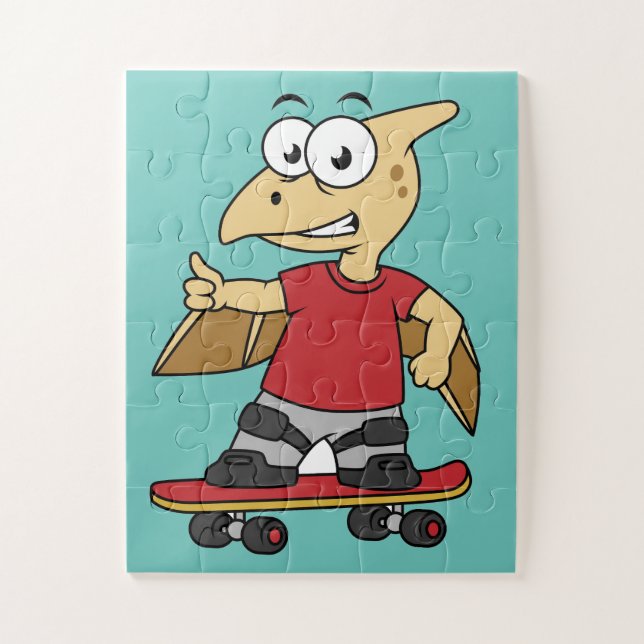 Quebra-cabeça Ilustração De Um Skate Pterossauro. (Vertical)