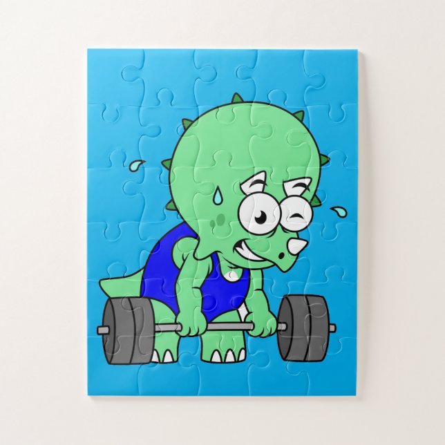 Quebra-cabeça Ilustração De Um Tricerátopo De Pesos. (Vertical)