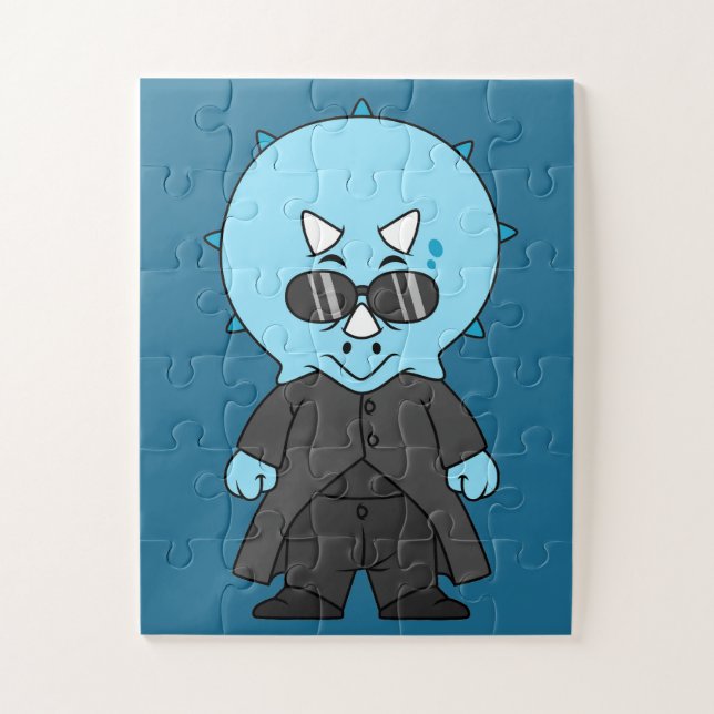 Quebra-cabeça Ilustração De Um Tricerátops Matriz. (Vertical)