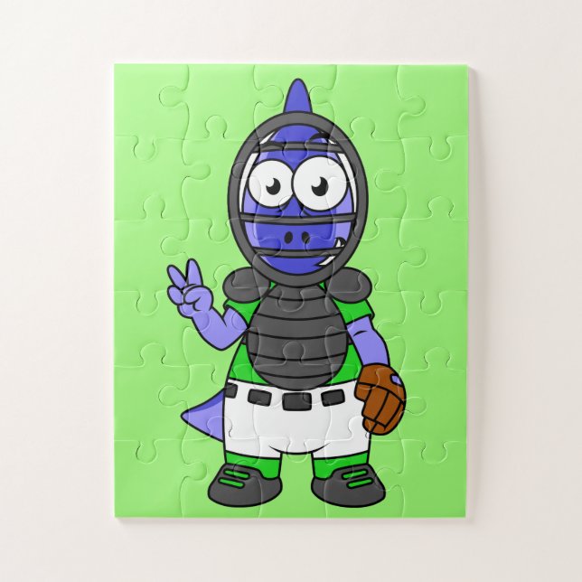 Quebra-cabeça Ilustração De Uma Caçadora De Basebol De Parasauro (Vertical)