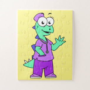 Quebra-cabeça Ilustração De Uma Enfermeira De Stegossauro.