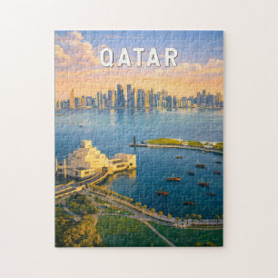 Quebra-cabeça Ilustração de Viagem Arte Vintage Qatar