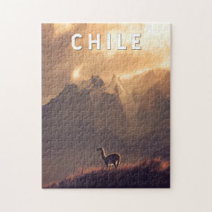 Quebra-cabeça Ilustração de Viagem Chile Arte Vintage