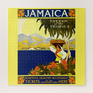 Quebra-cabeça Ilustração de Viagem da Jamaica Vintage