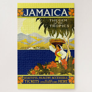 Quebra-cabeça Ilustração de Viagem da Jamaica Vintage