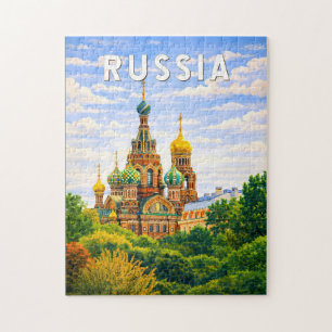 Quebra-cabeça Ilustração de viagem da Rússia Arte Vintage