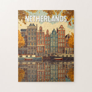 Quebra-cabeça Ilustração de Viagem de Arte Vintage da Holanda