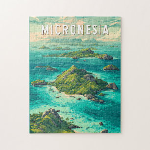 Quebra-cabeça Ilustração de Viagem de Arte Vintage da Micronésia