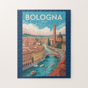 Quebra-cabeça Ilustração de viagem de arte vintage de Bolonha It