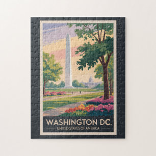 Quebra-cabeça Ilustração de viagem de arte vintage de Washington