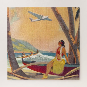 Quebra-cabeça Ilustração de Viagem de Arte Vintage Hawaii