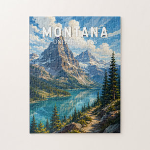 Quebra-cabeça Ilustração de Viagem de Arte Vintage Montana