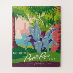 Quebra-cabeça Ilustração de Viagem de Arte Vintage Porto Rico
