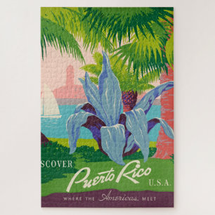 Quebra-cabeça Ilustração de Viagem de Arte Vintage Porto Rico