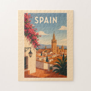 Quebra-cabeça Ilustração de Viagem de Arte Vintage Sevilha Espan