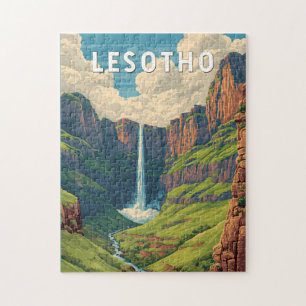 Quebra-cabeça Ilustração de viagem de Lesoto Arte Vintage