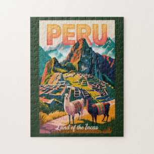 Quebra-cabeça Ilustração de viagem de Machu Picchu no Peru Arte 