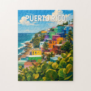 Quebra-cabeça Ilustração de Viagem de Porto Rico Arte Vintage