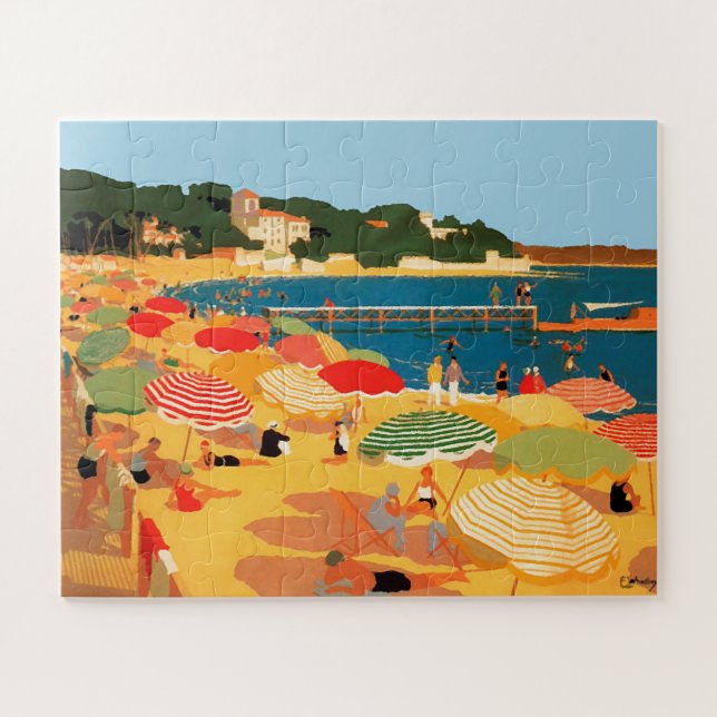Quebra-cabeça Ilustração de Viagem de praia da Riviera francesa  (Horizontal)