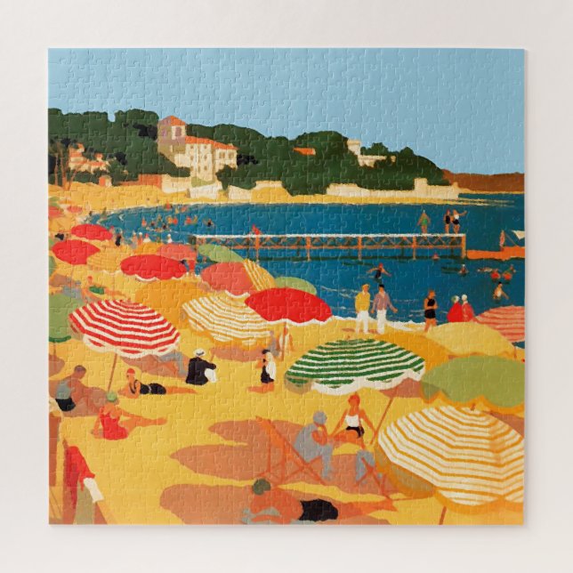 Quebra-cabeça Ilustração de Viagem de praia da Riviera francesa  (Vertical)