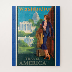 Quebra-cabeça Ilustração de Viagem de Vintage Washington DC