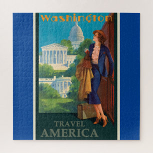 Quebra-cabeça Ilustração de Viagem de Vintage Washington DC