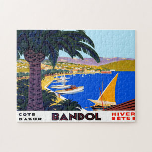 Quebra-cabeça Ilustração de Viagem do Cote D'Azur Vintage