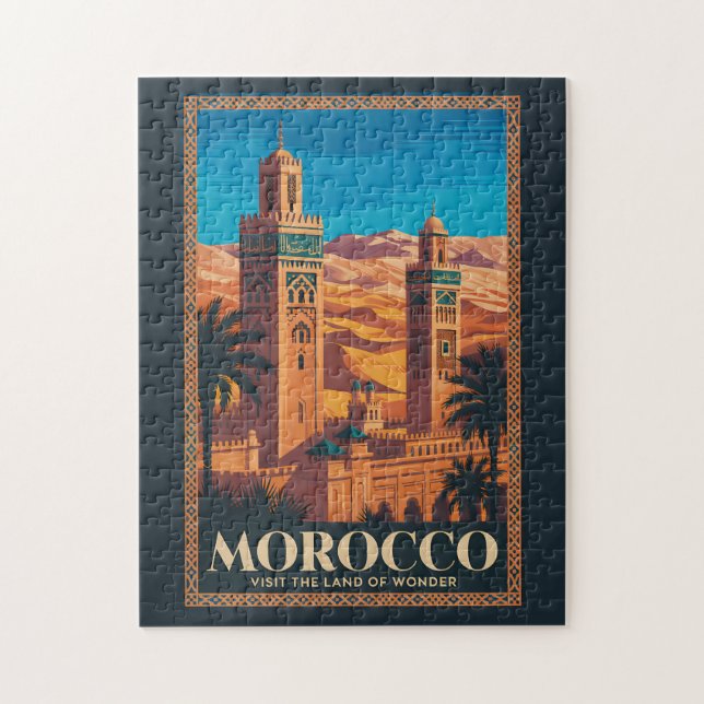 Quebra-cabeça Ilustração de viagem do deserto de Marrocos Arte V (Vertical)