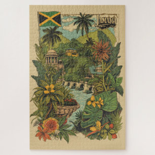 Quebra-cabeça Ilustração de Viagem Jamaica Estilo Vintage