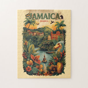 Quebra-cabeça Ilustração de Viagem Jamaica Estilo Vintage