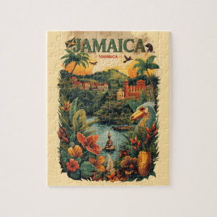 Quebra-cabeça Ilustração de Viagem Jamaica Estilo Vintage